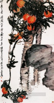Chino Painting - Melocotón Wu Cangshuo tradicional China